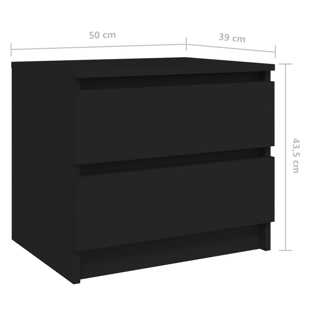 vidaXL Nachtkastje 50x39x43,5 cm bewerkt hout zwart