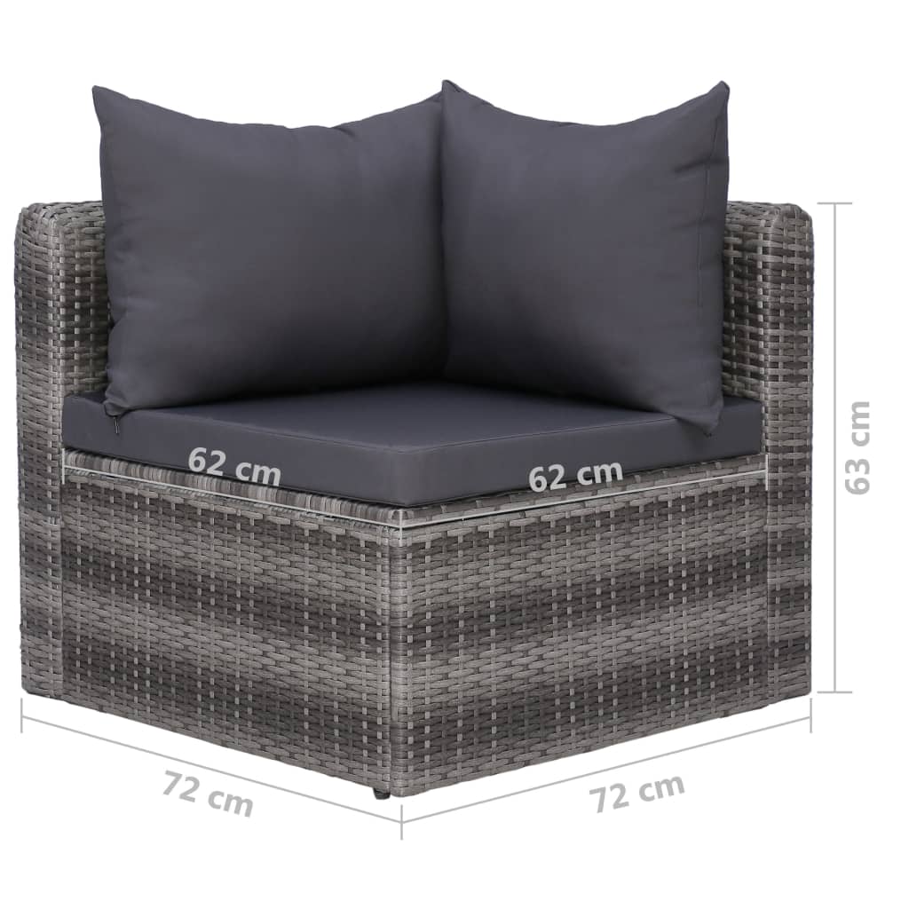 vidaXL 7-delige Loungeset met kussens poly rattan grijs