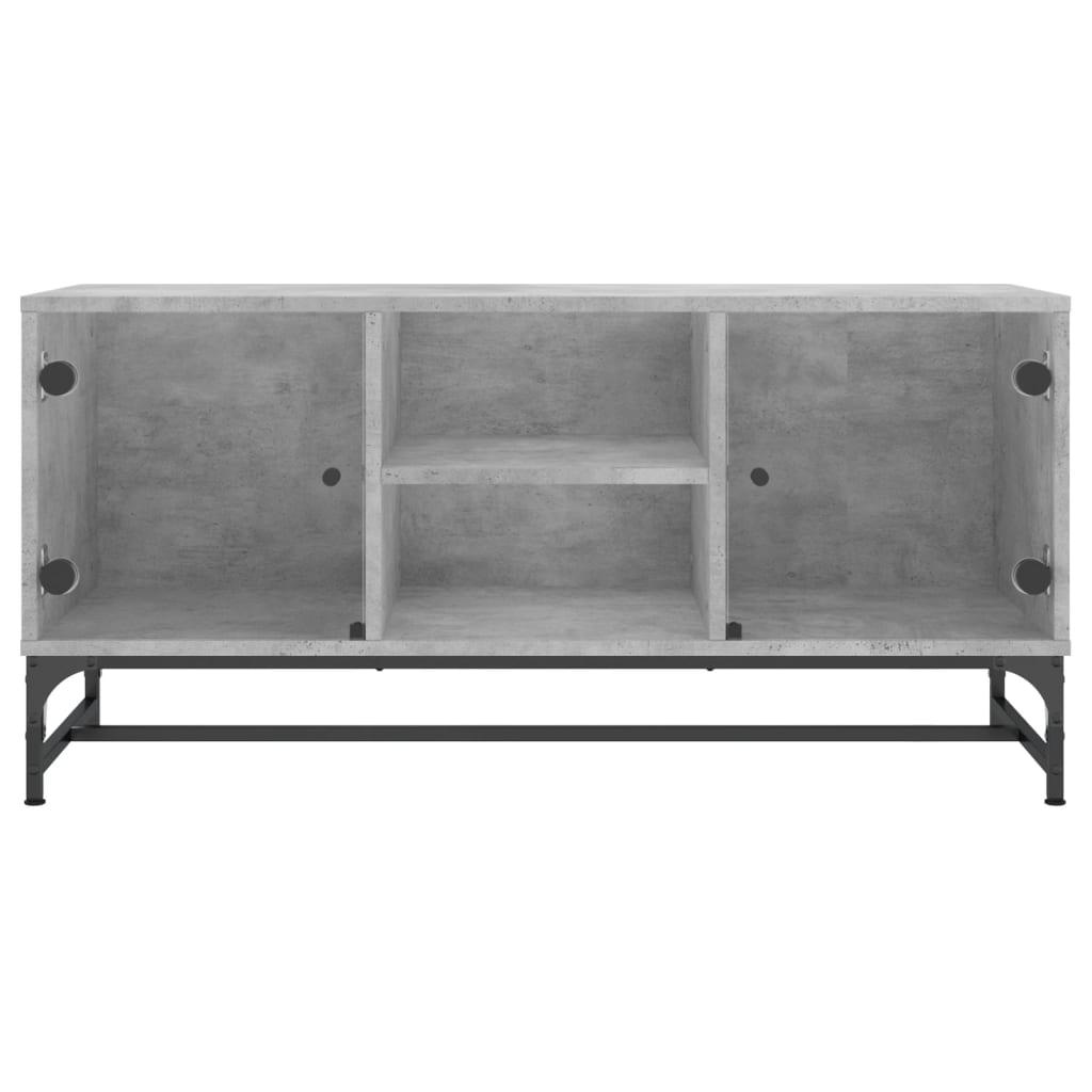 vidaXL Tv-meubel met glazen deuren 102x37x50 cm betongrijs
