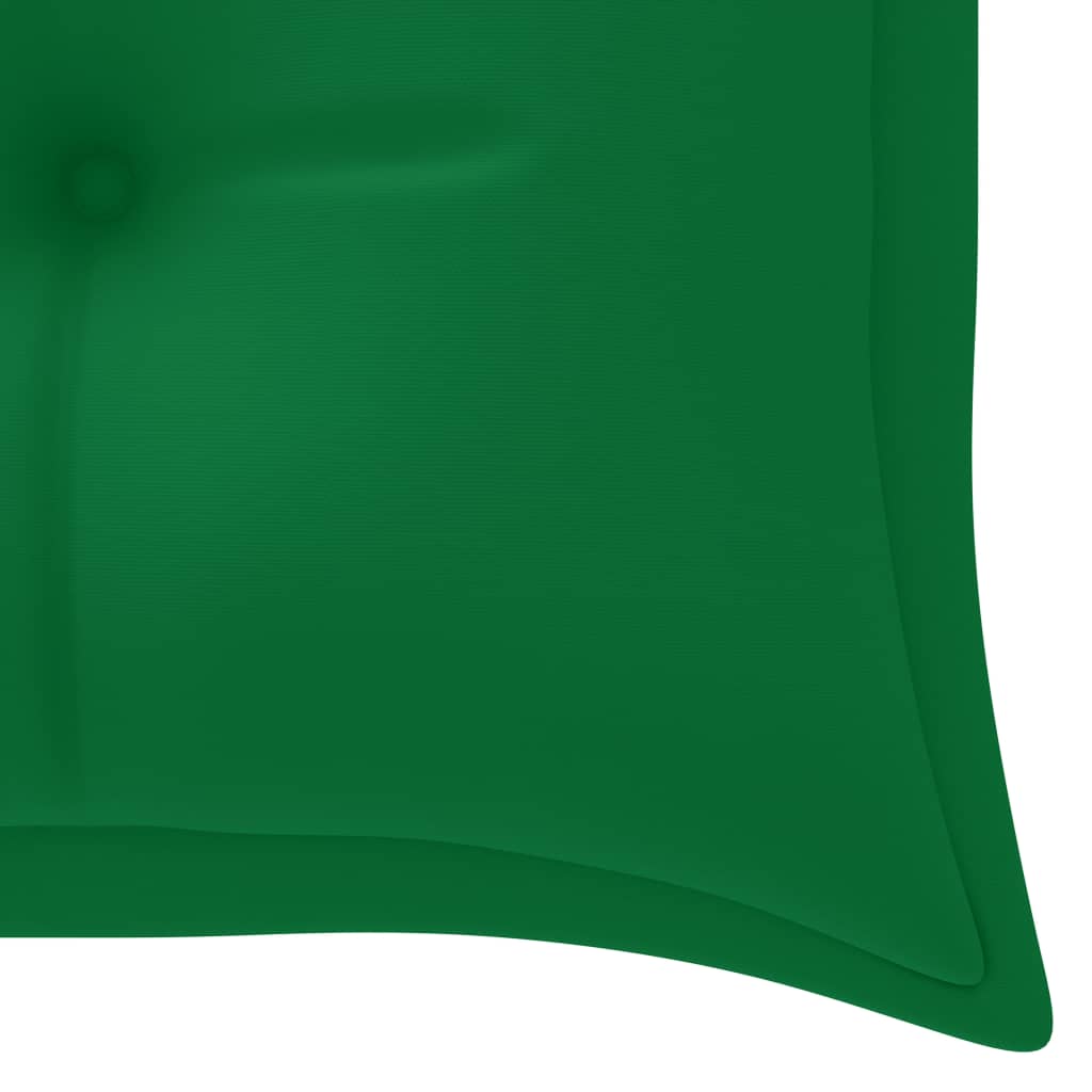 vidaXL Tuinbank met groen kussen 150 cm massief teakhout
