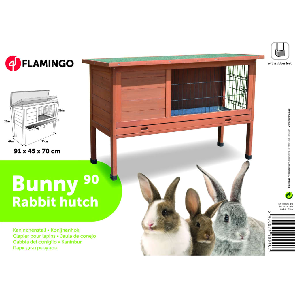 FLAMINGO Konijnenhok Bunny 90 91x45x70 cm bruin
