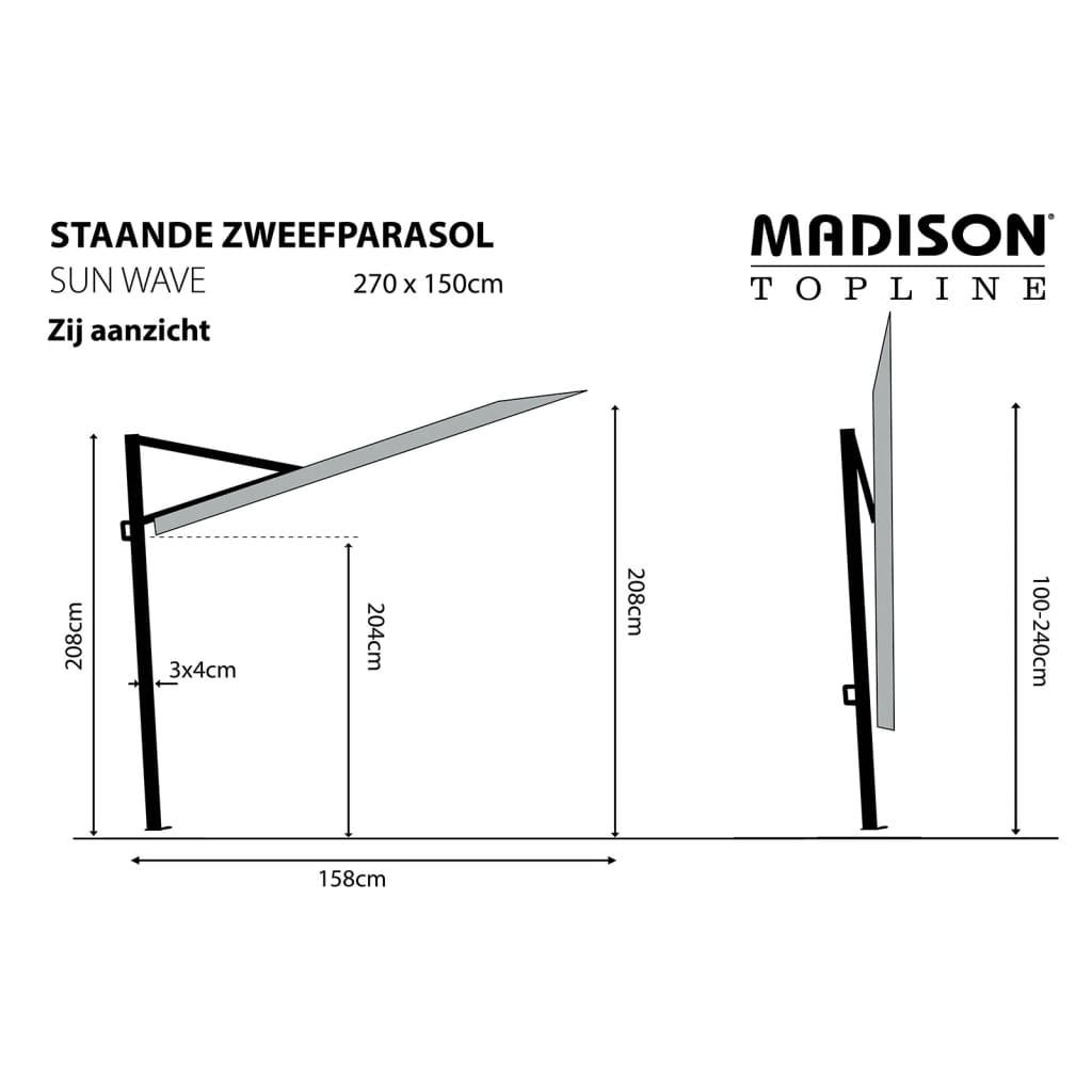 Madison Balkonparasol Sun Wave 270x150 cm ecru PAC3P016