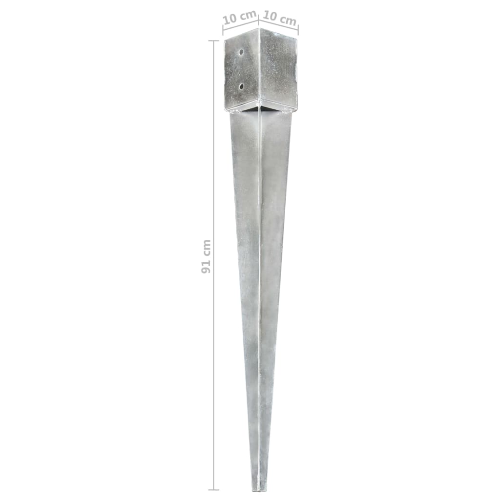vidaXL Grondpinnen 6 st 10x10x91 cm gegalvaniseerd staal zilverkleurig