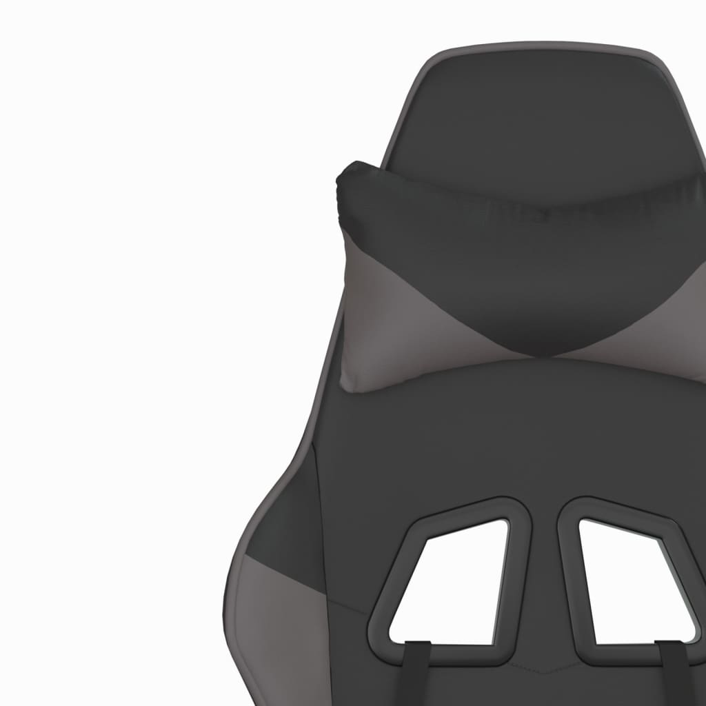 vidaXL Gamestoel met voetensteun kunstleer zwart en grijs