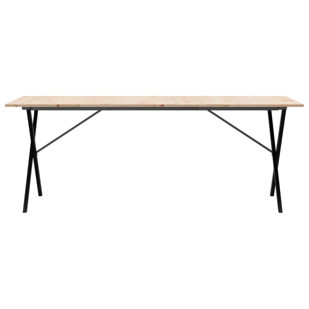 vidaXL Eettafel X-frame 200x100x75 cm massief grenenhout en gietijzer