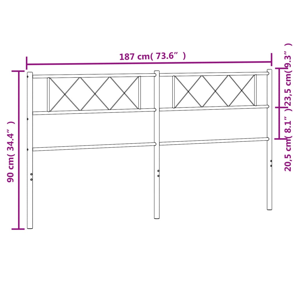 vidaXL Hoofdbord 180 cm metaal zwart