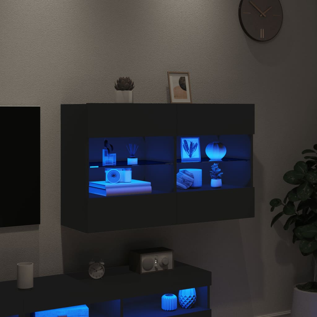 vidaXL Tv-wandmeubel met LED-verlichting 98,5x30x60,5 cm zwart
