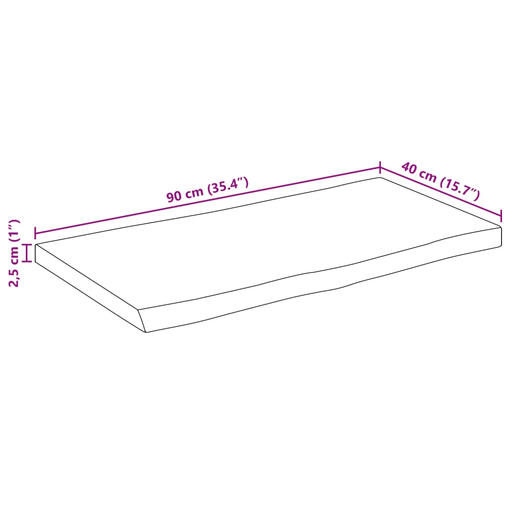 vidaXL Tafelblad met natuurlijke rand 90x40x2,5 cm massief mangohout