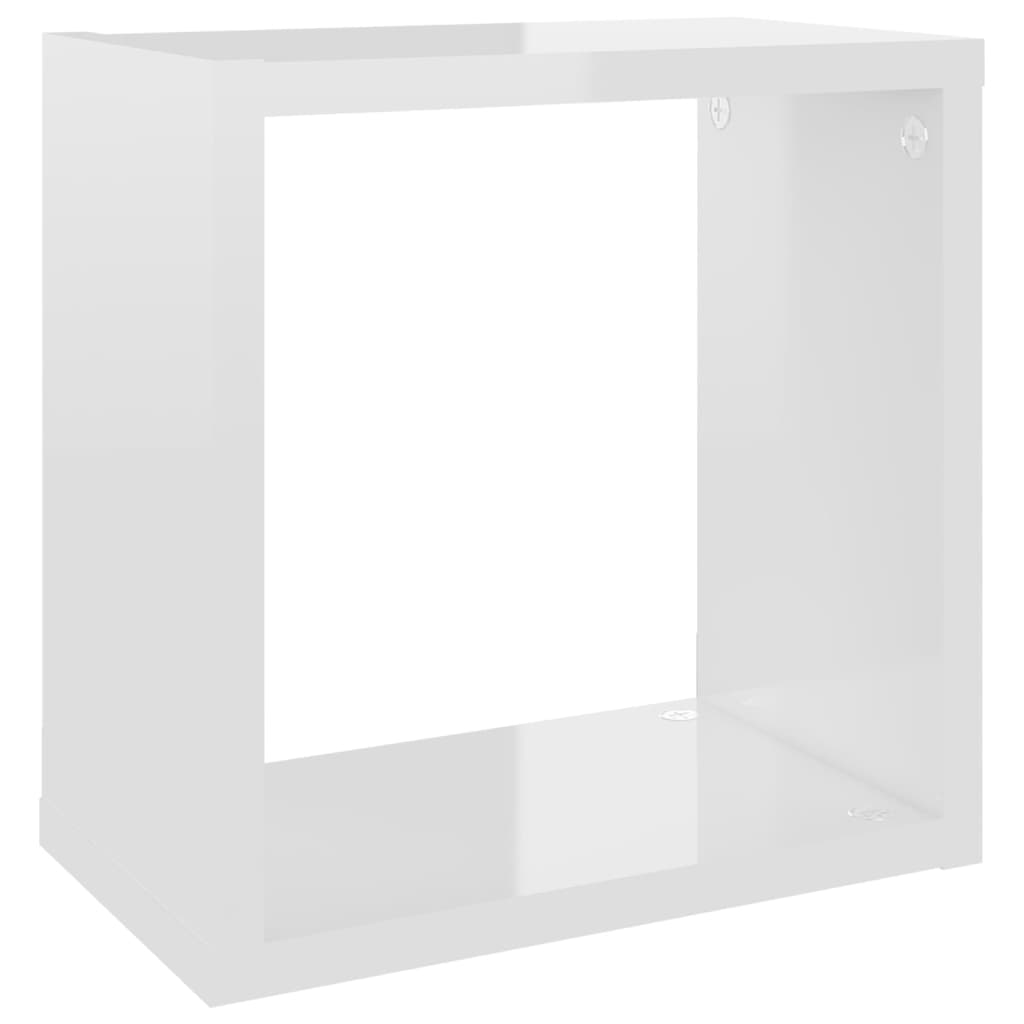 vidaXL Wandschappen kubus 2 st 26x15x26 cm hoogglans wit