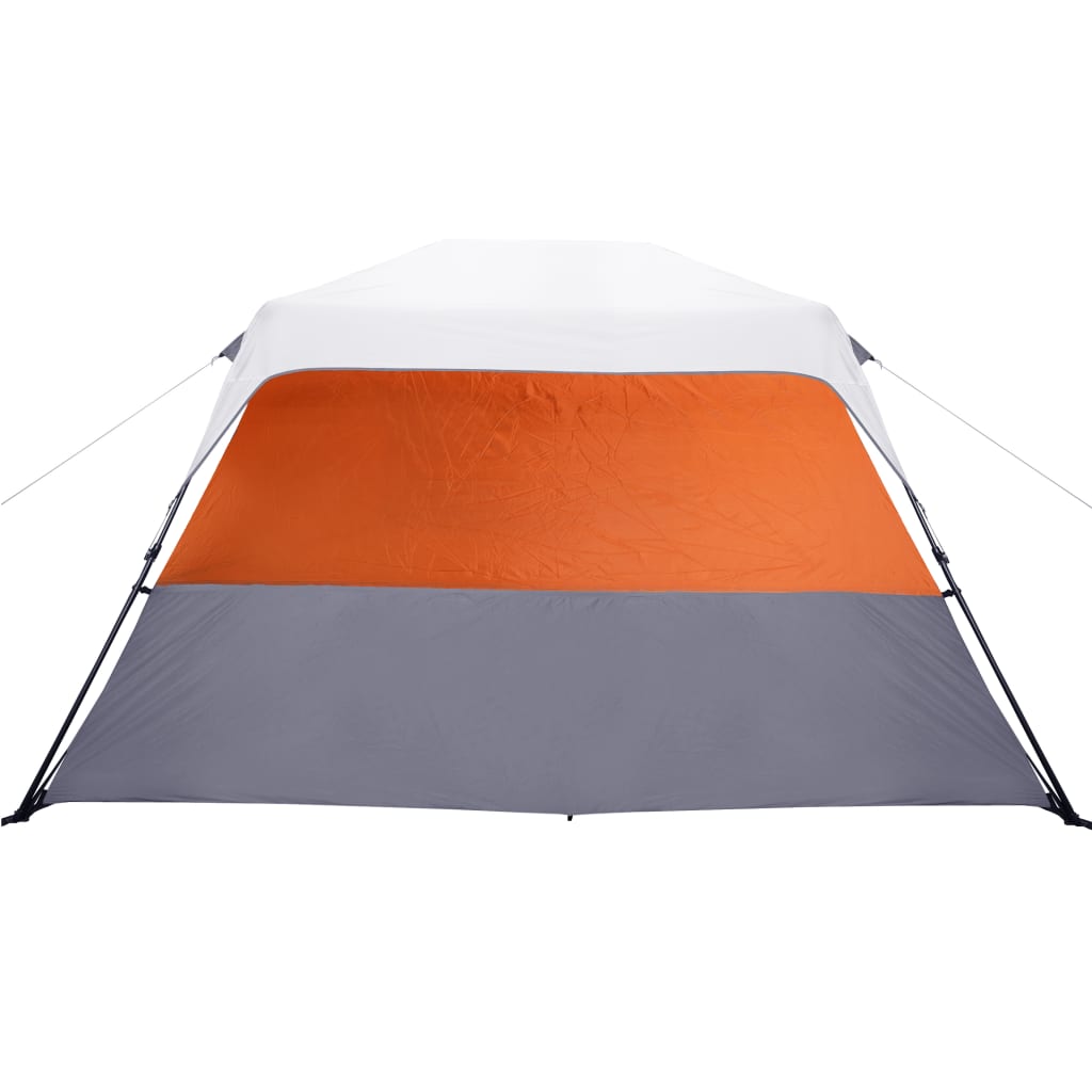 vidaXL Tent met LED 6-persoons snelontgrendeling lichtgrijs en oranje