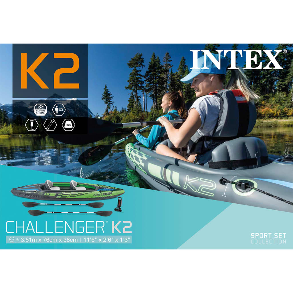 Intex Kajak opblaasbaar Challenger K2 351x76x38 cm 68306NP