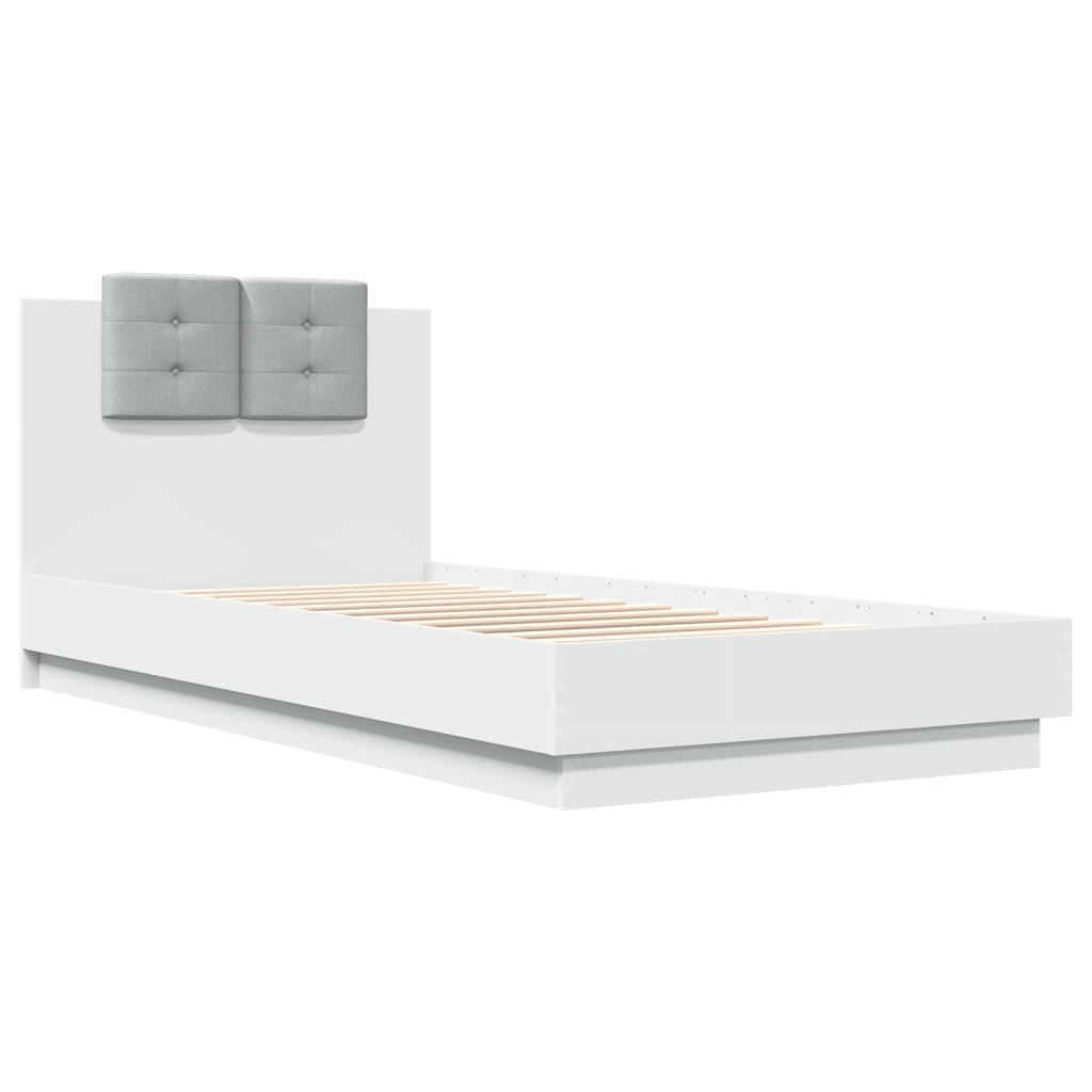 vidaXL Bedframe met hoofdbord bewerkt hout wit 100x200 cm