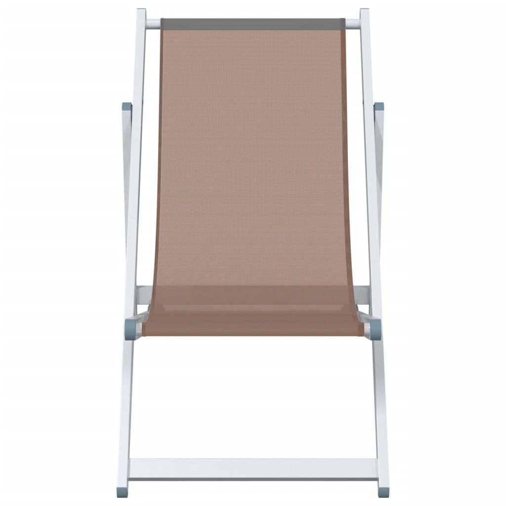 vidaXL Strandstoelen inklapbaar 2 st aluminium en textileen bruin