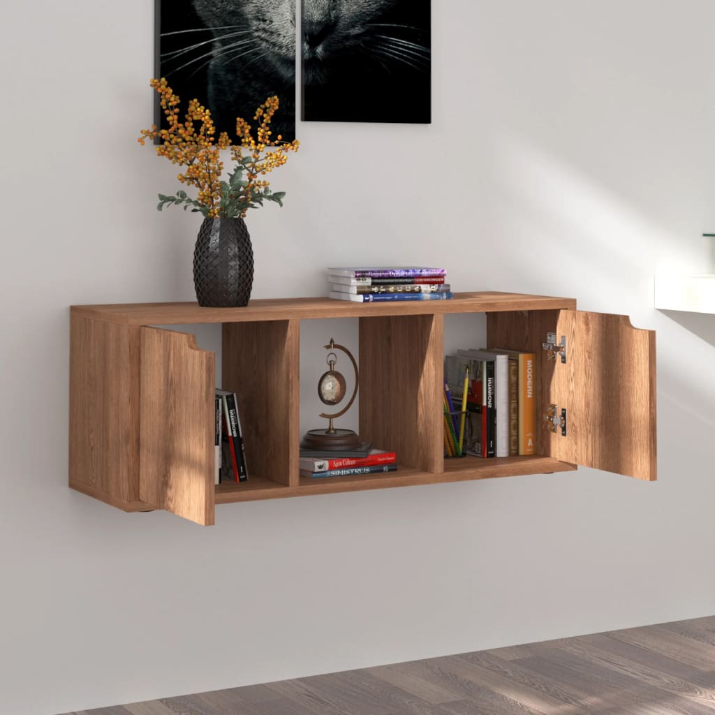 vidaXL Tv-meubel 88,5x27,5x30,5 cm bewerkt hout bruin eikenkleurig