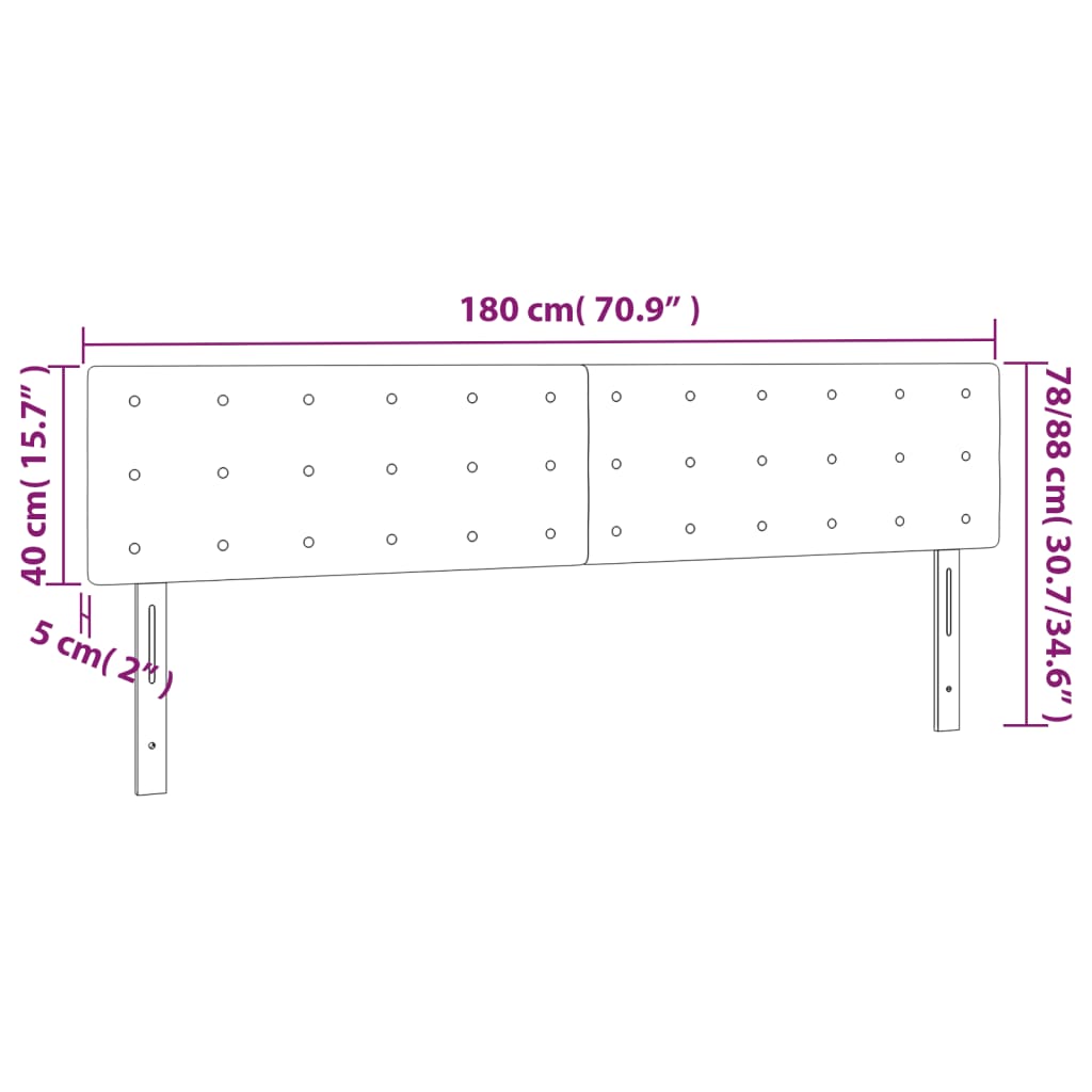 vidaXL Hoofdbord LED 180x5x78/88 cm fluweel donkergroen