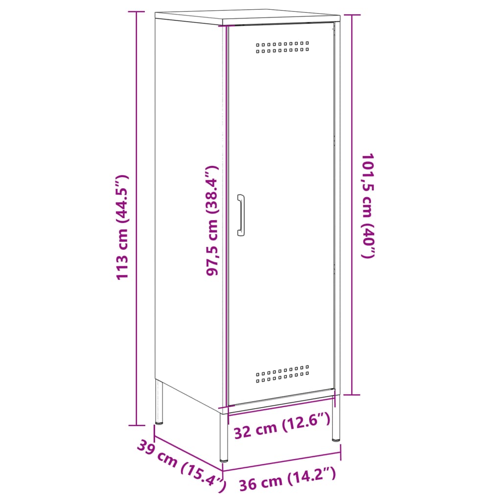 vidaXL Hoge kast 36x39x113 cm staal mosterdgeel