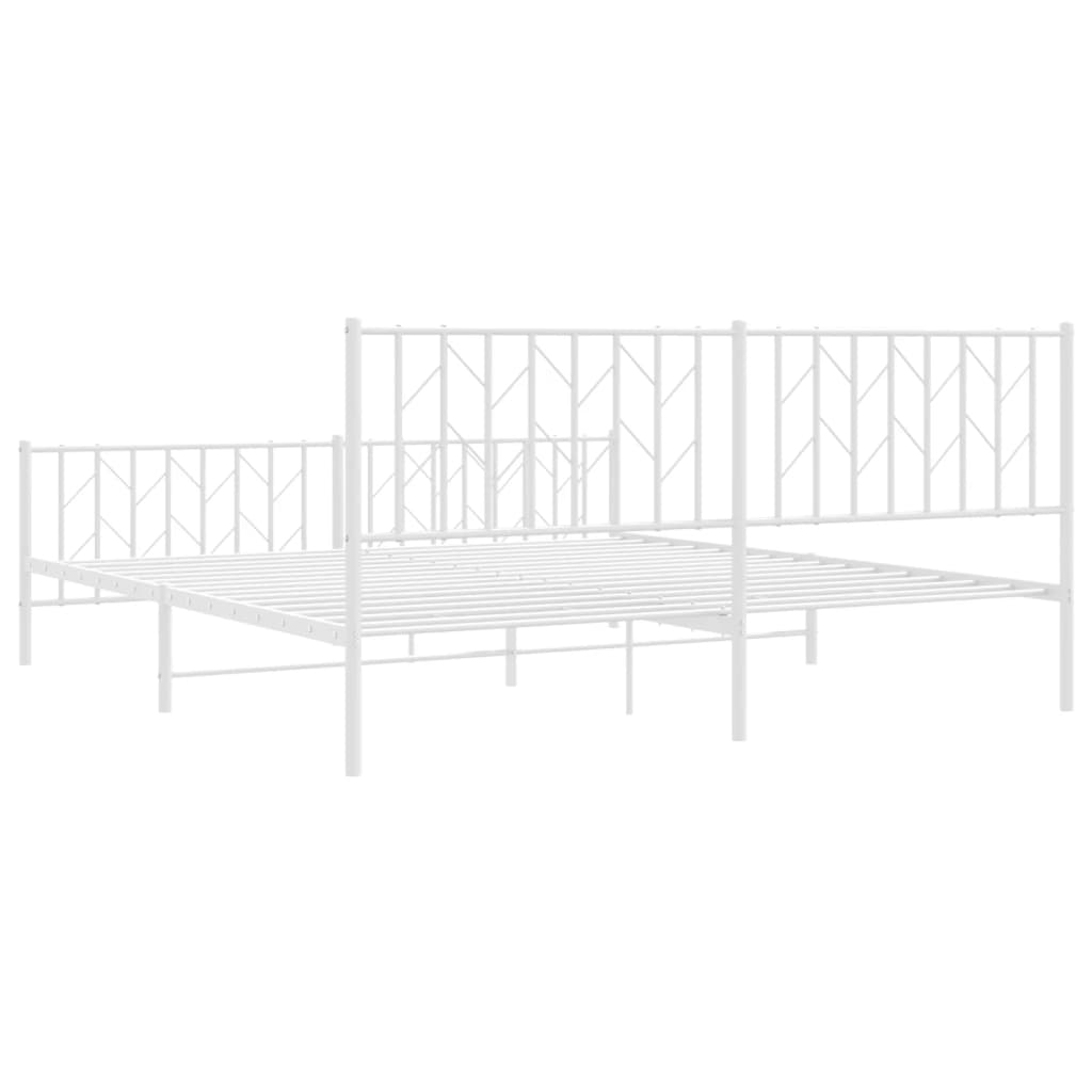 vidaXL Bedframe met hoofd- en voeteneinde metaal wit 183x213 cm