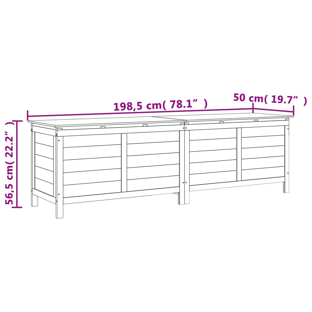 vidaXL Tuinbox 198,5x50x56,5 cm massief vurenhout antracietkleurig