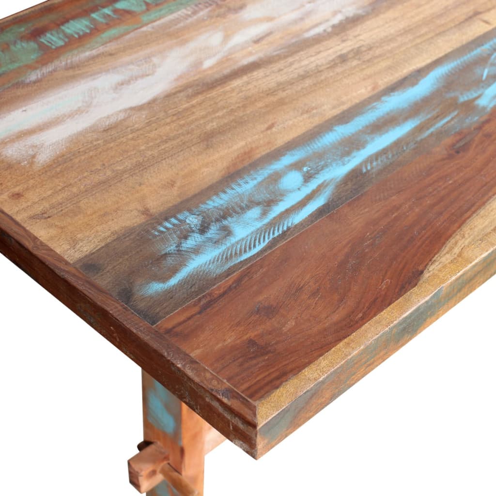vidaXL Eettafel op voet 120x58x78 cm massief gerecycled hout