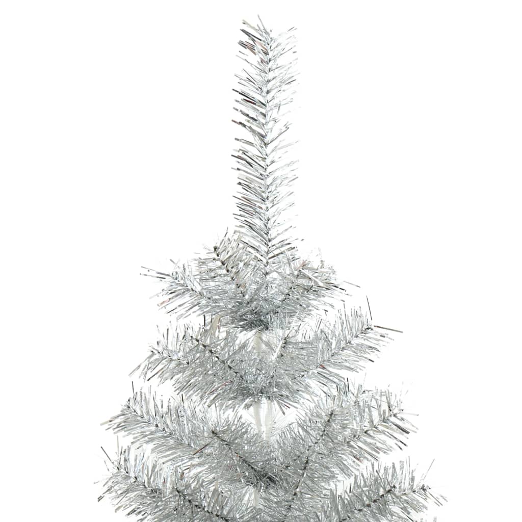 vidaXL Kunstkerstboom met standaard 120 cm PET zilverkleurig