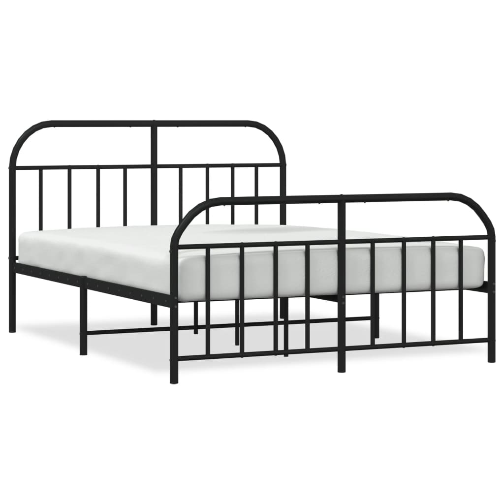 vidaXL Bedframe met hoofd- en voeteneinde metaal zwart 180x200 cm