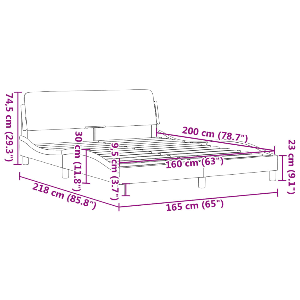 vidaXL Bedframe met hoofdbord kunstleer zwart en wit 160x200 cm