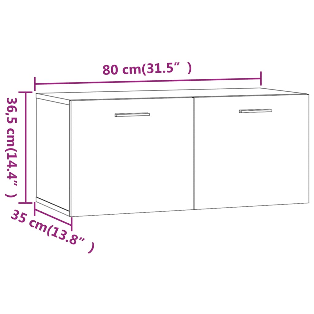 vidaXL Wandkast 80x35x36,5 cm bewerkt hout grijs sonoma eikenkleurig