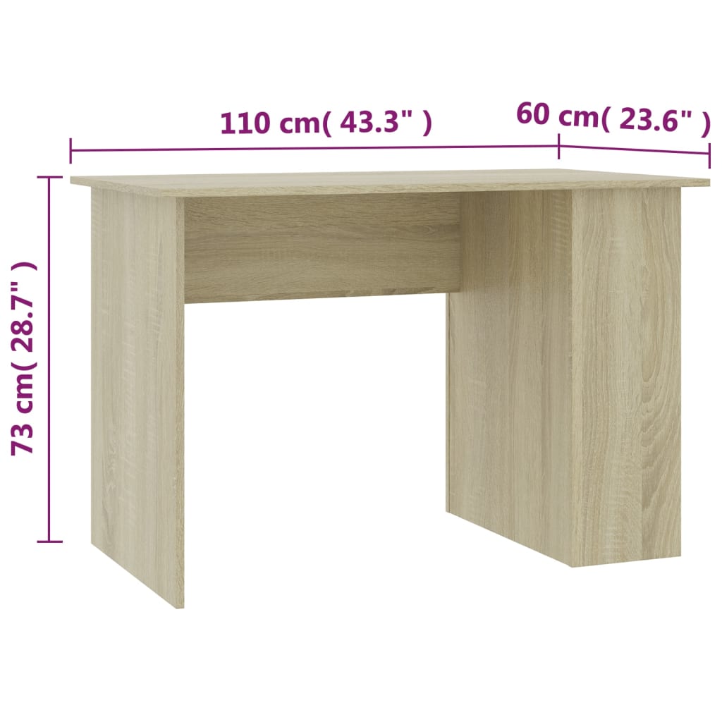 vidaXL Bureau 110x60x73 cm bewerkt hout sonoma eikenkleurig