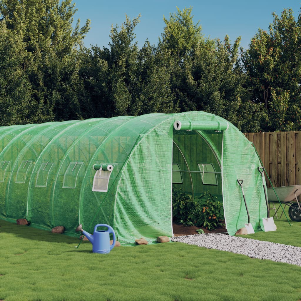 vidaXL Tuinkas met stalen frame 36 m² 12x3x2 m groen