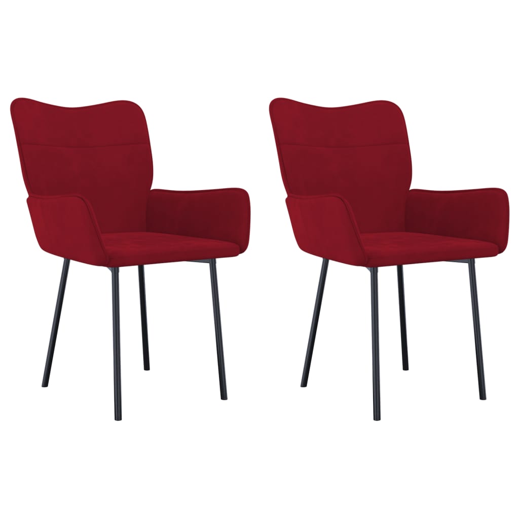 vidaXL Eetkamerstoelen 2 st fluweel wijnrood