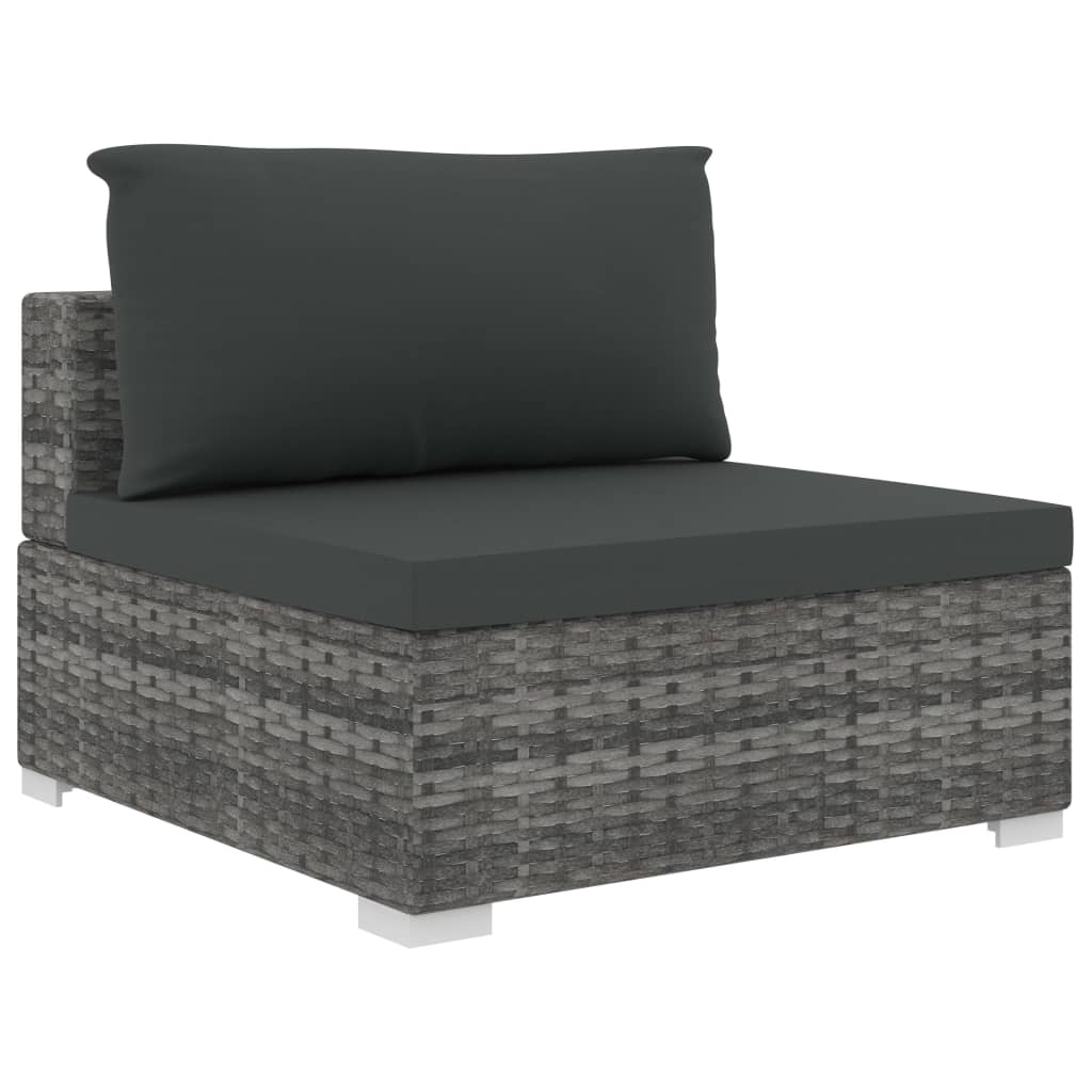 vidaXL 12-delige Loungeset met kussens poly rattan grijs