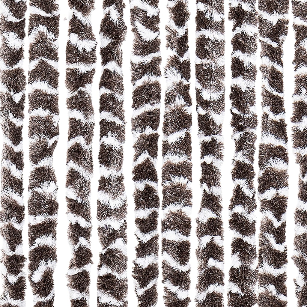 vidaXL Vliegengordijn 100x200 cm chenille bruin en wit