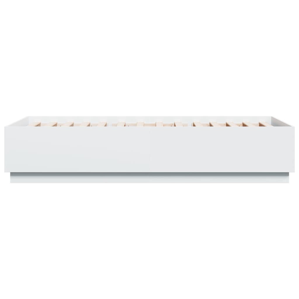 vidaXL Bedframe met LED-verlichting bewerkt hout wit 90x200 cm