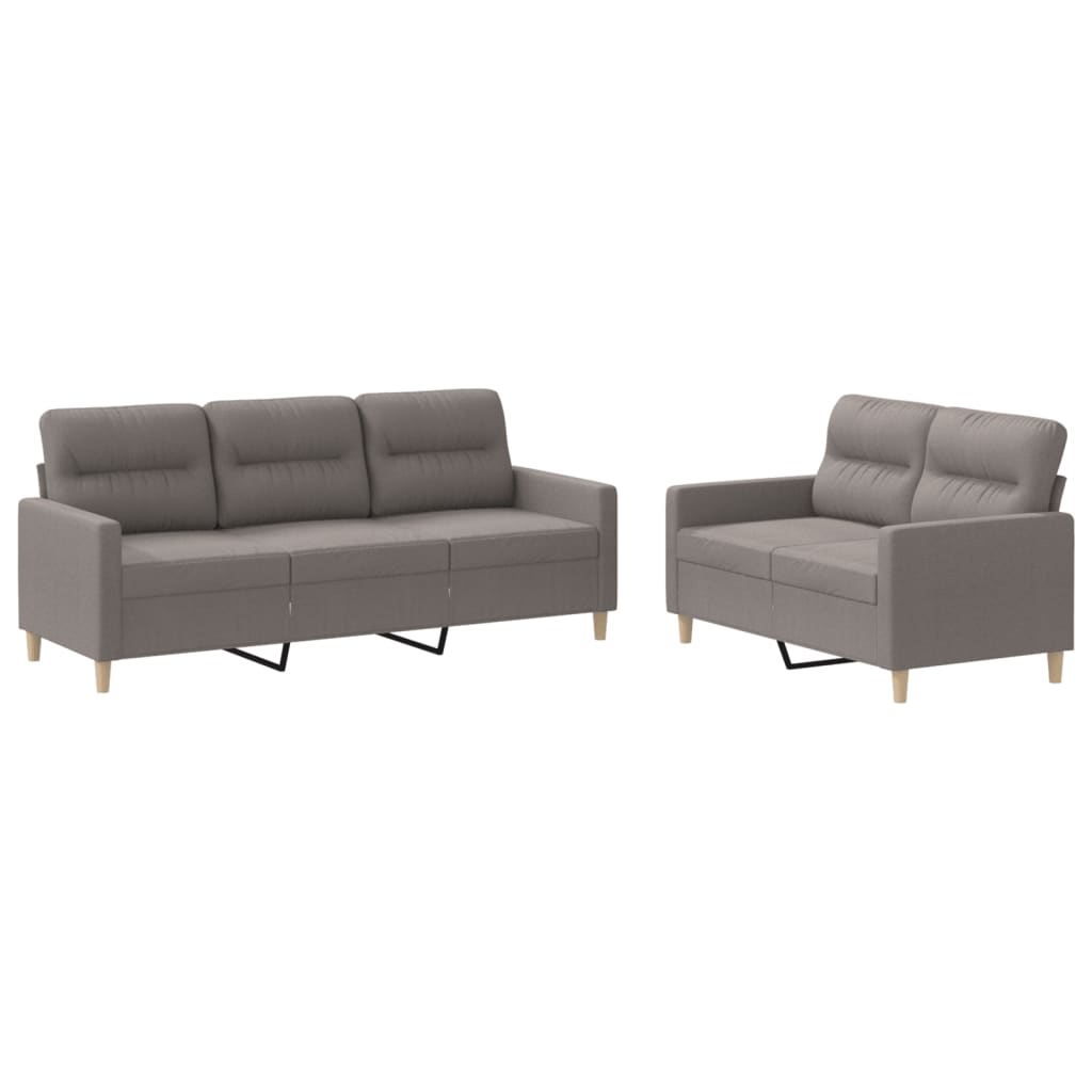 vidaXL 2-delige Loungeset met kussens stof taupe