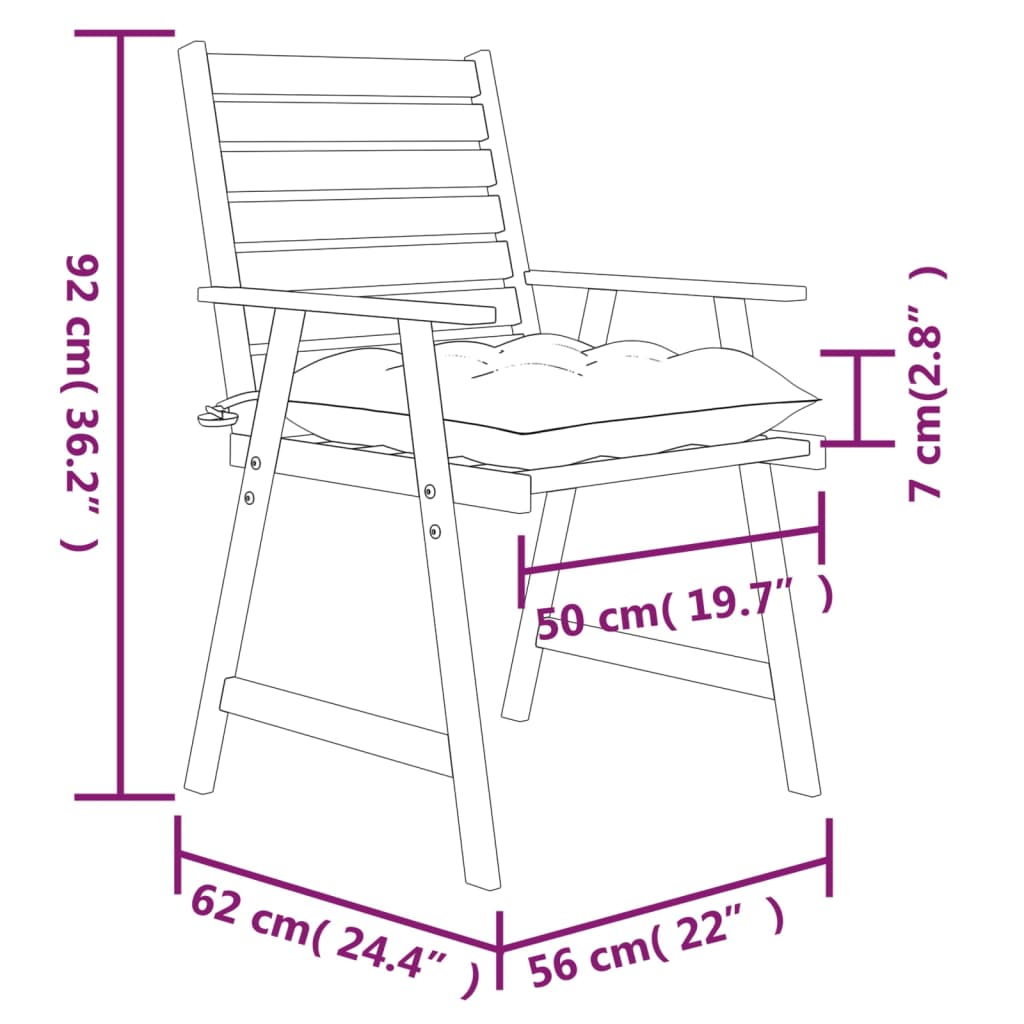 vidaXL Tuinstoelen 4 st met kussens massief acaciahout