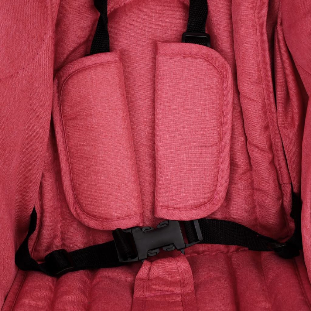 vidaXL Tweelingkinderwagen staal rood