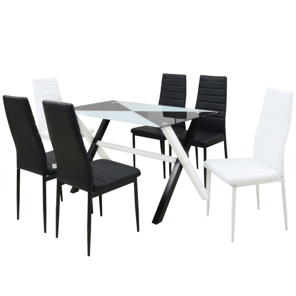 vidaXL 7-delige Eetkamerset tafel en stoelen kunstleer