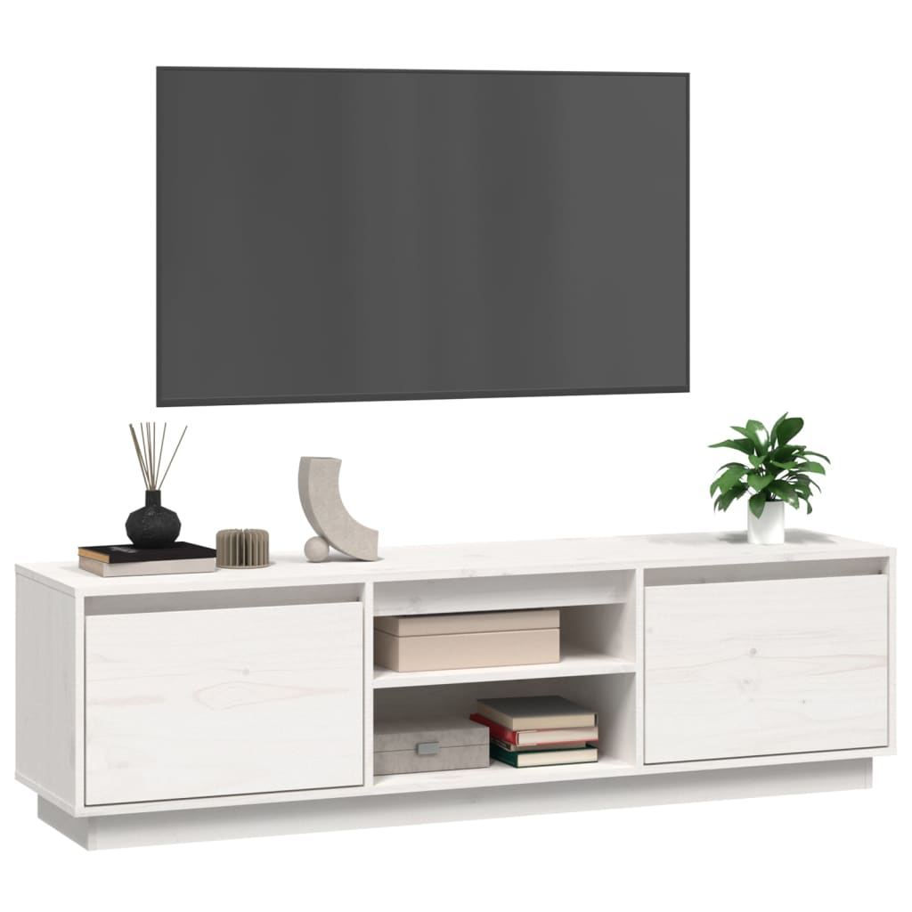 vidaXL Tv-meubel 140x35x40 cm massief grenenhout wit