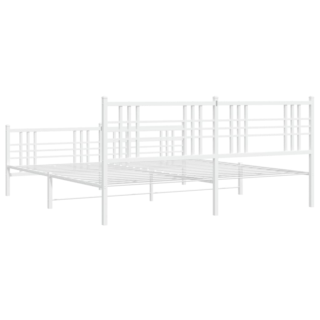 vidaXL Bedframe met hoofd- en voeteneinde metaal wit 200x200 cm