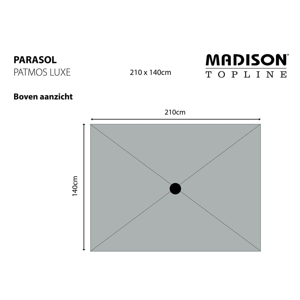 Madison Parasol Patmos Luxe rechthoekig 210x140 cm grijs