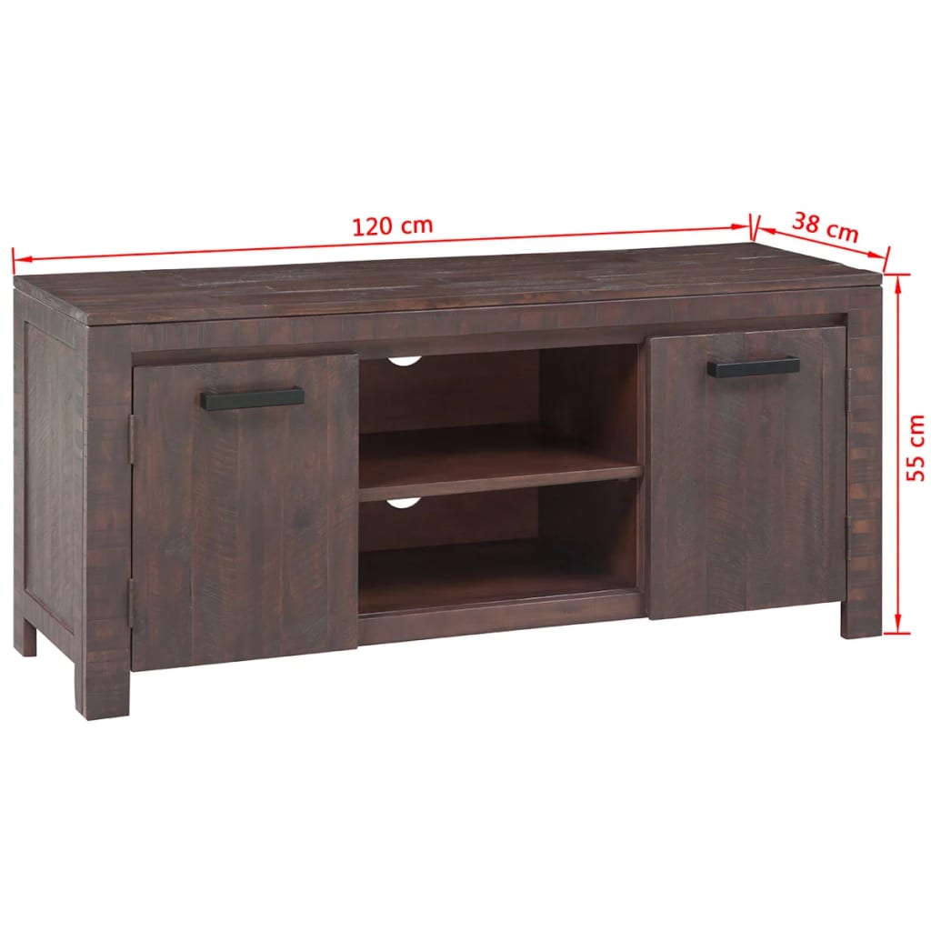 vidaXL TV-meubel rook-look 120x38x55 cm massief acaciahout