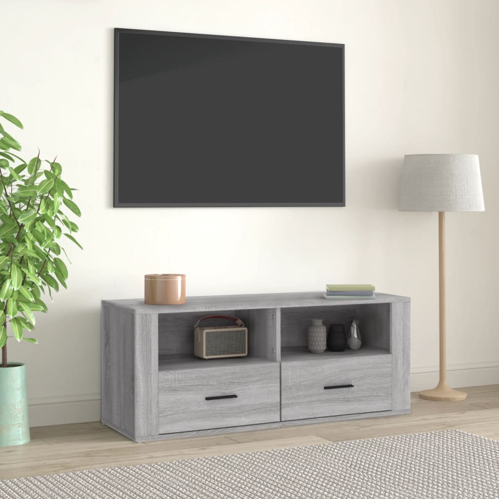 vidaXL Tv-meubel 100x35x40 cm bewerkt hout grijs sonoma eikenkleurig