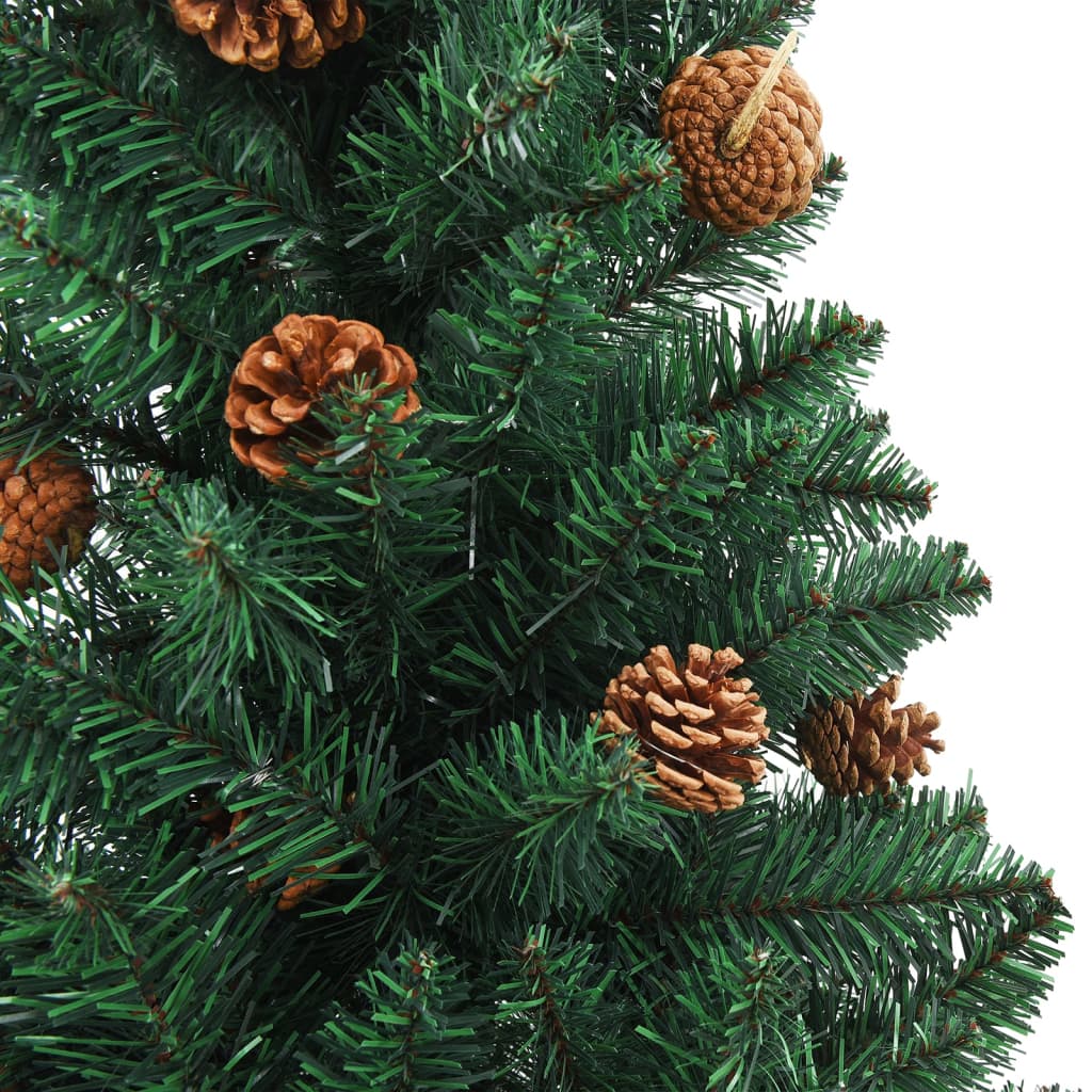 vidaXL Kunstkerstboom met verlichting en kerstballen smal 150 cm groen