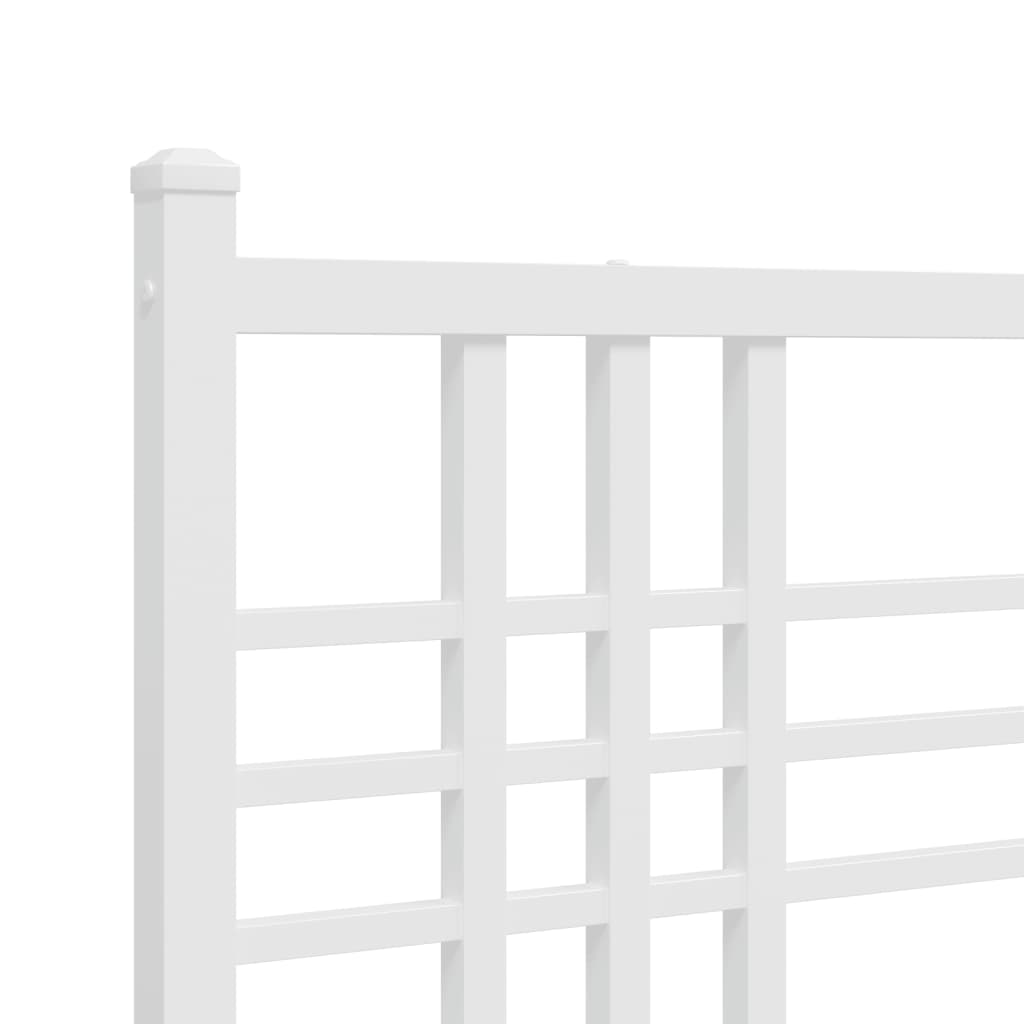 vidaXL Bedframe met hoofd- en voeteneinde metaal wit 183x213 cm