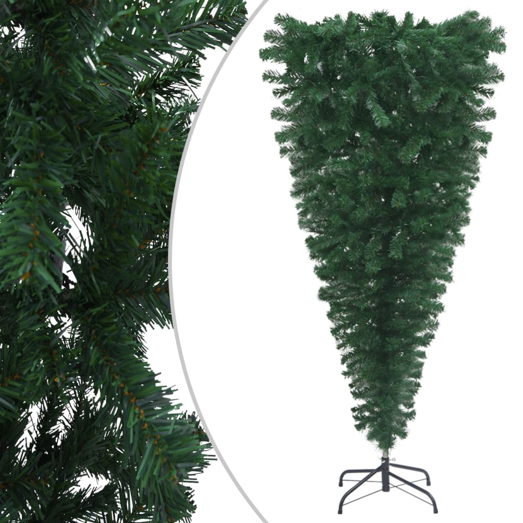 vidaXL Kunstkerstboom met verlichting ondersteboven 180 cm groen