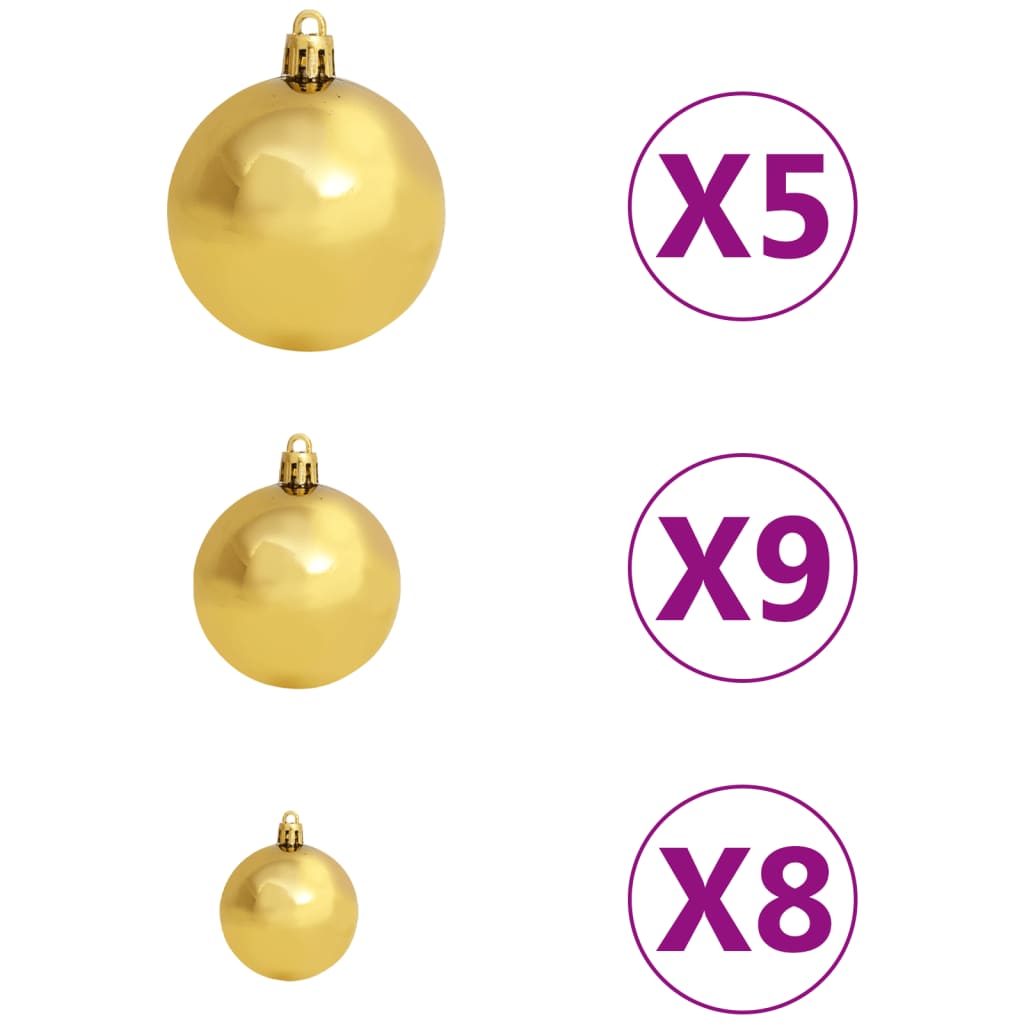 vidaXL 61-delige Kerstballenset met piek en 150 LED's goud en brons