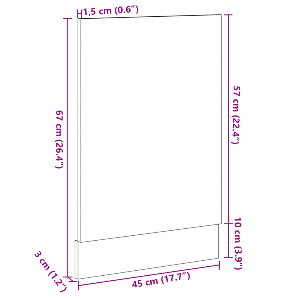 vidaXL Frontpaneel vaatwasser 45x3x67 cm bewerkt hout sonoma eiken