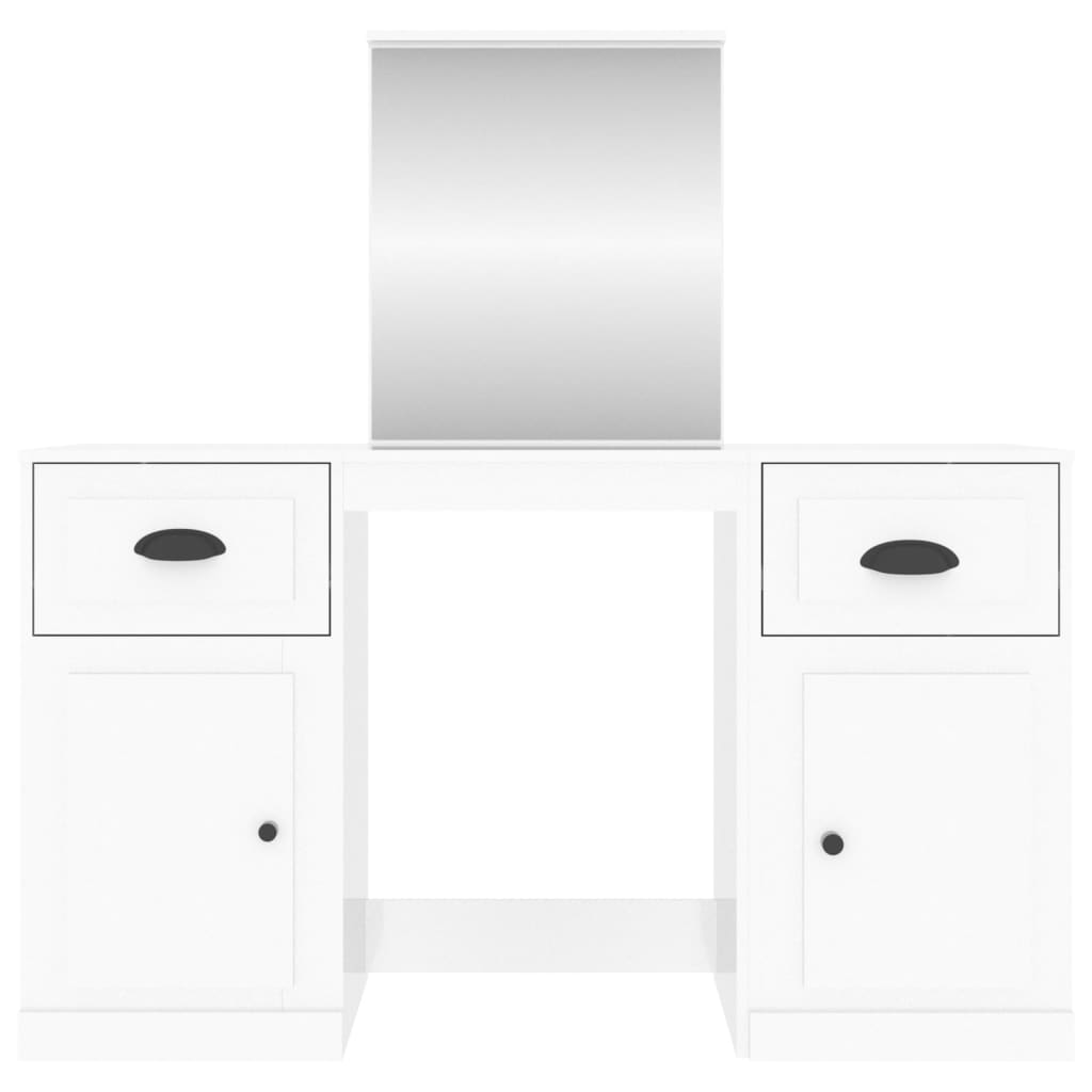 vidaXL Kaptafel met spiegel 130x50x132,5 cm hoogglans wit