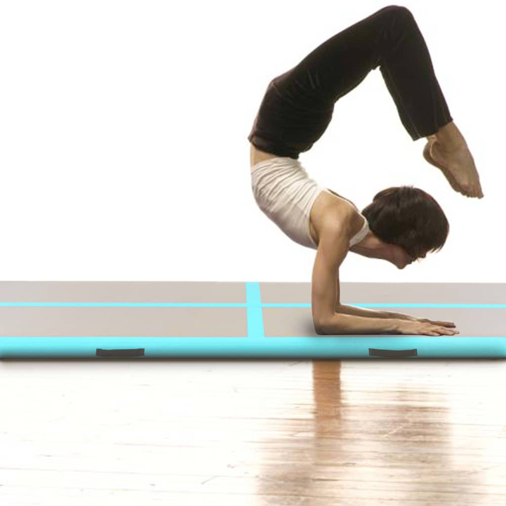 vidaXL Gymnastiekmat met pomp opblaasbaar 400x100x10 cm PVC groen