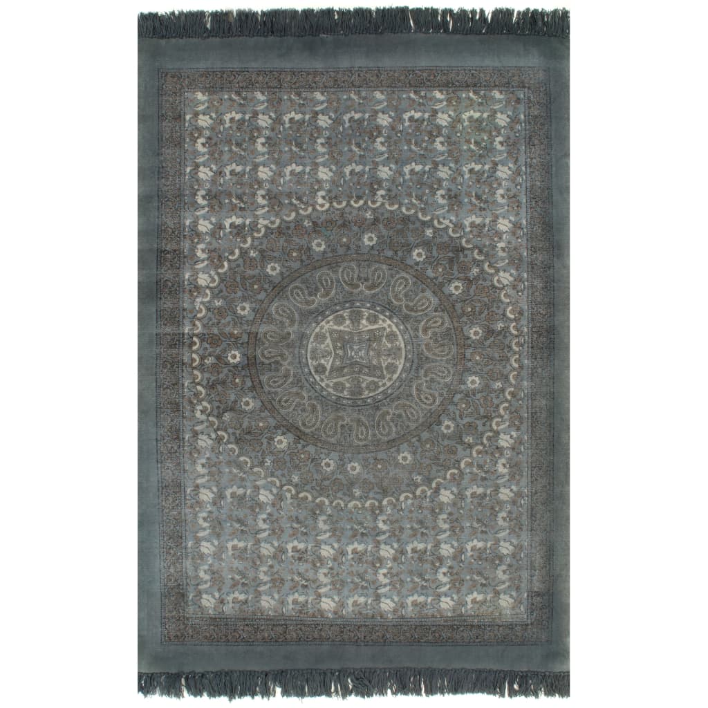 vidaXL Kelim vloerkleed met patroon 120x180 cm katoen grijs